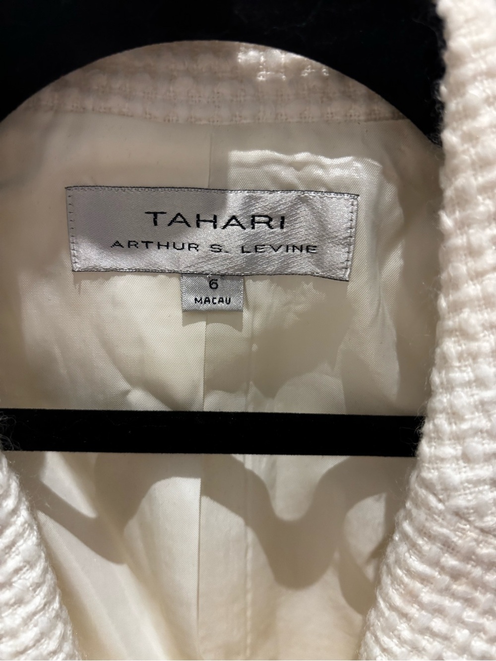 Tahari Cream Tweed Blazer with Polka-Dot Trim - Picture 5 of 6